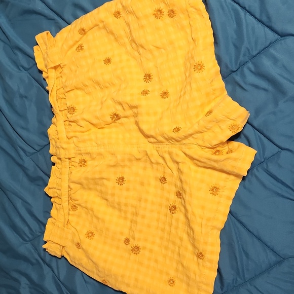 Time and Tru Yellow Shorts with Embroidered Flowers Size XL - Picture 4 of 5